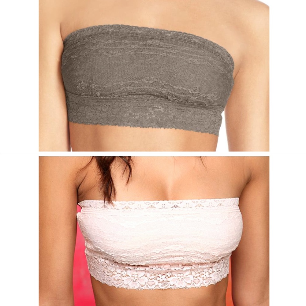 2 Free People lace bandeaus (1 ivory, 1 taupe)